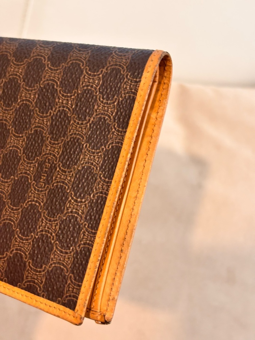 CELINE Vintage Macadam Triomphe Brown Monogram Bi Fold Wallet - Picture 7 of 9